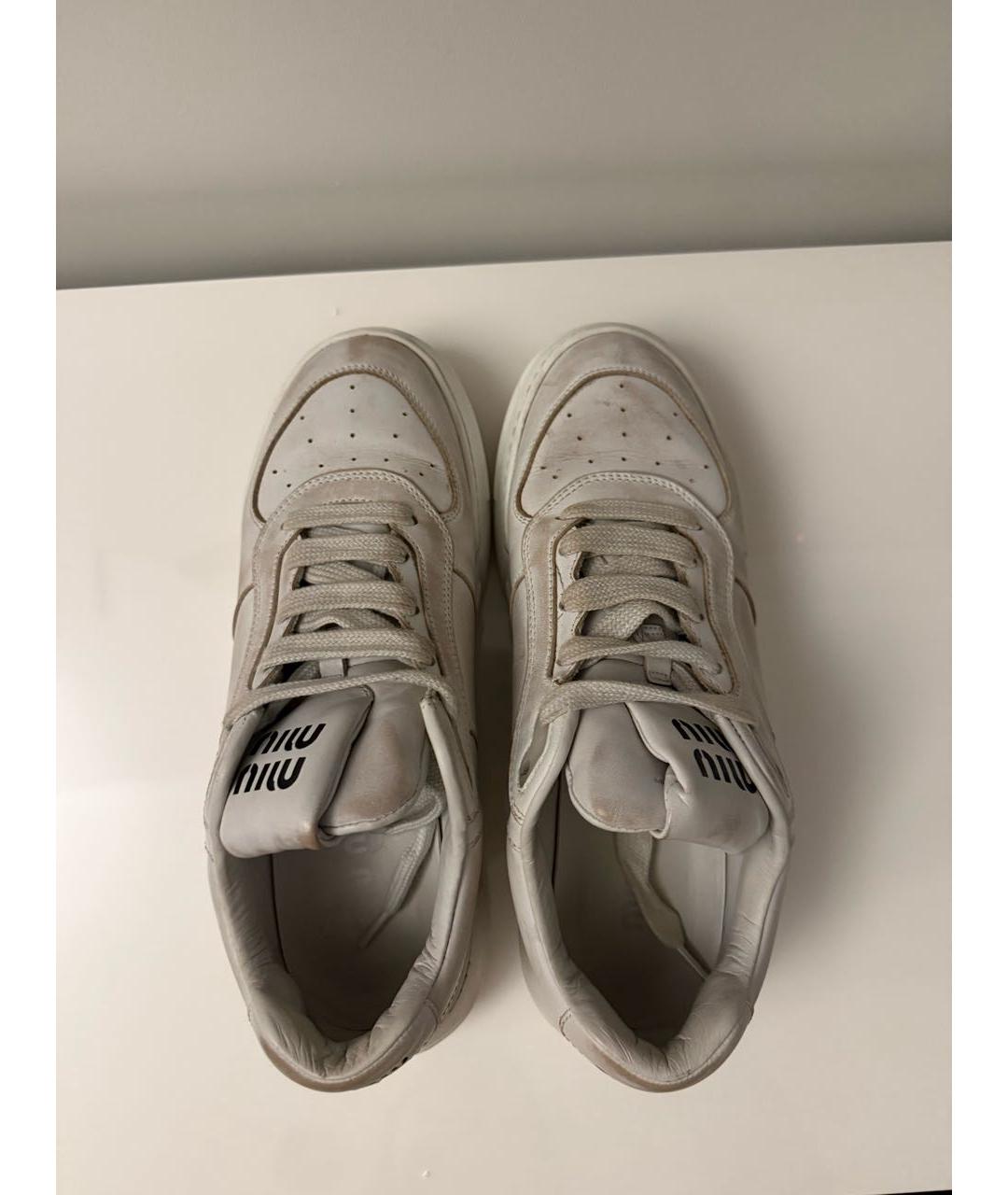 MIU MIU Белые кожаные кеды, фото 3