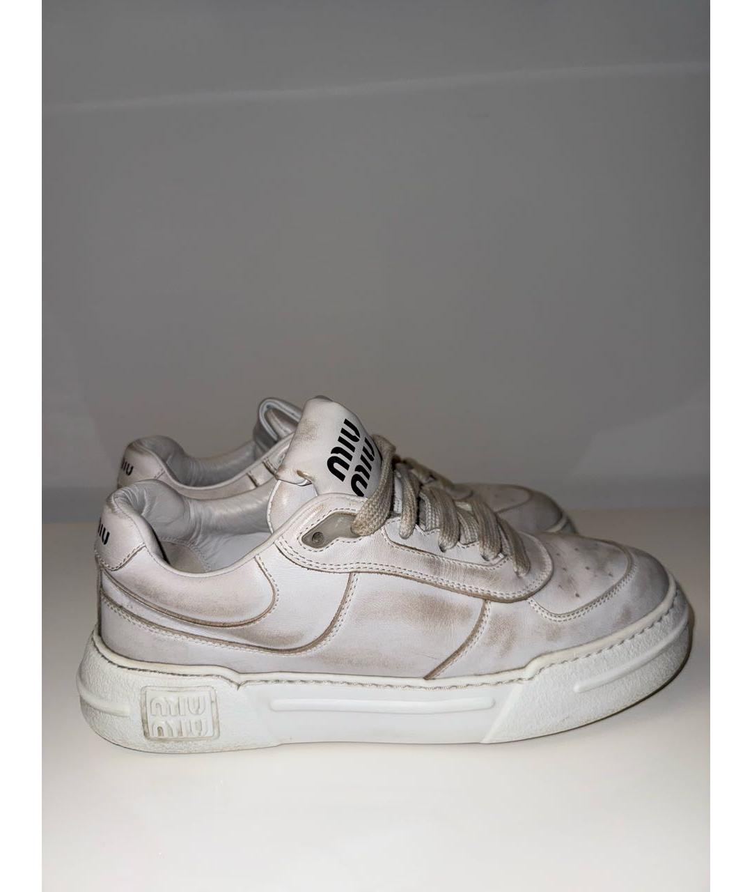 MIU MIU Белые кожаные кеды, фото 9