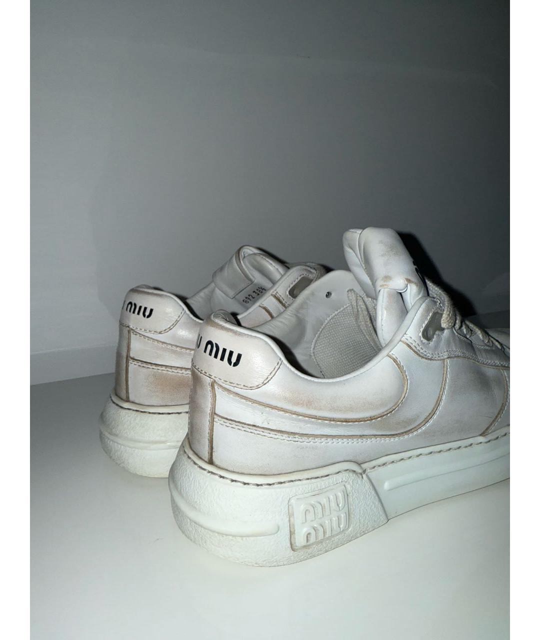 MIU MIU Белые кожаные кеды, фото 6
