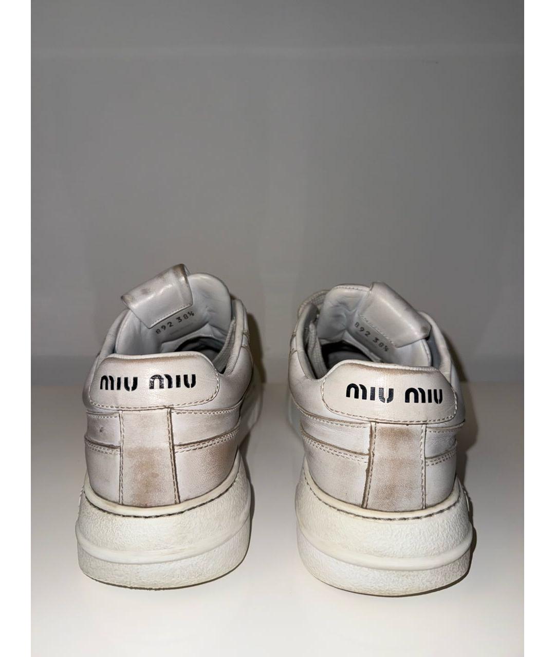 MIU MIU Белые кожаные кеды, фото 4