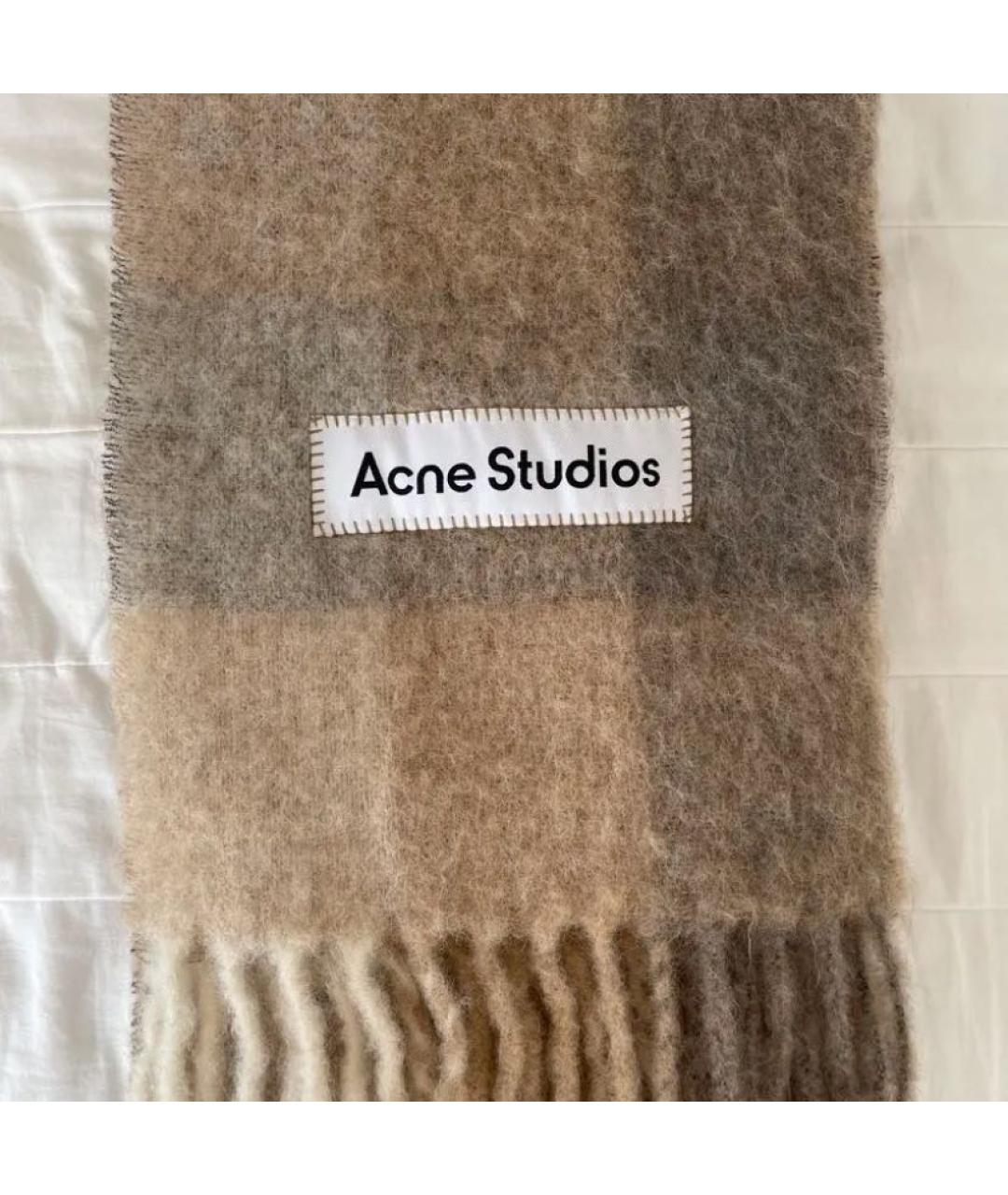 ACNE STUDIOS Бежевый шерстяной шарф, фото 3