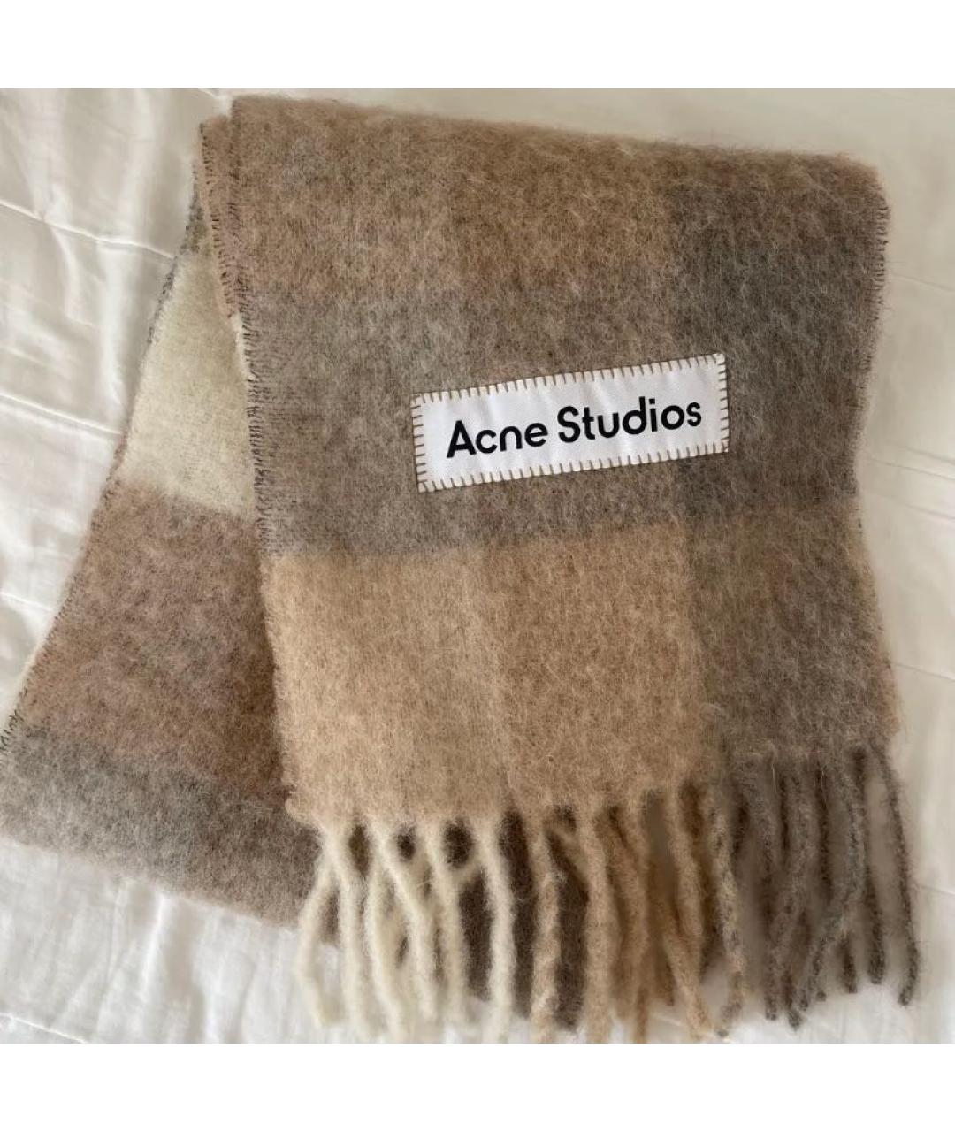 ACNE STUDIOS Бежевый шерстяной шарф, фото 4