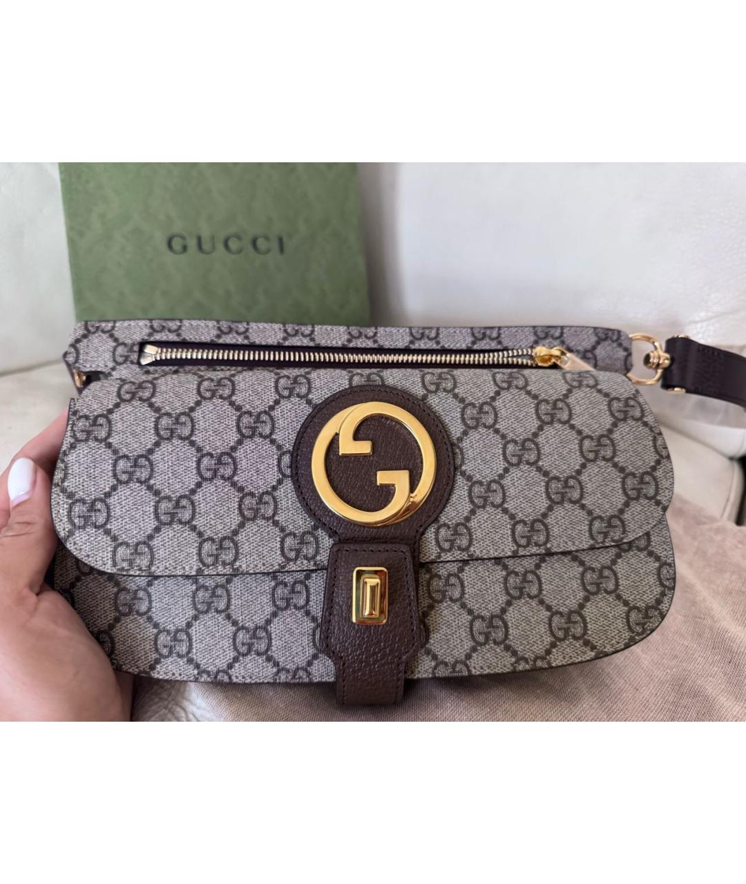 GUCCI Бежевая кожаная поясная сумка, фото 8