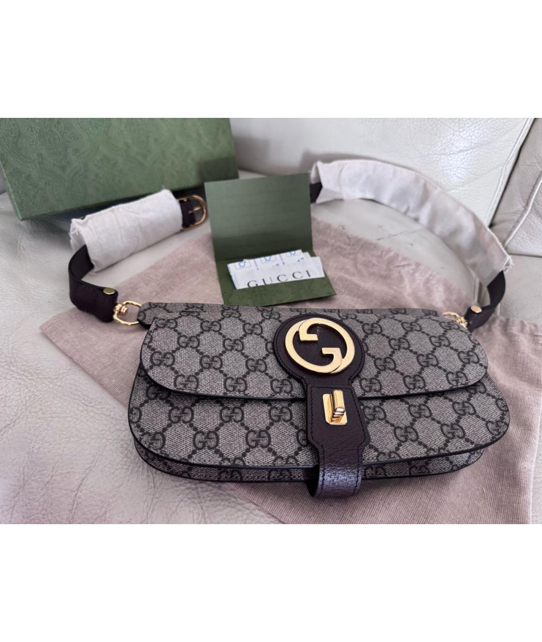 GUCCI Бежевая кожаная поясная сумка, фото 2