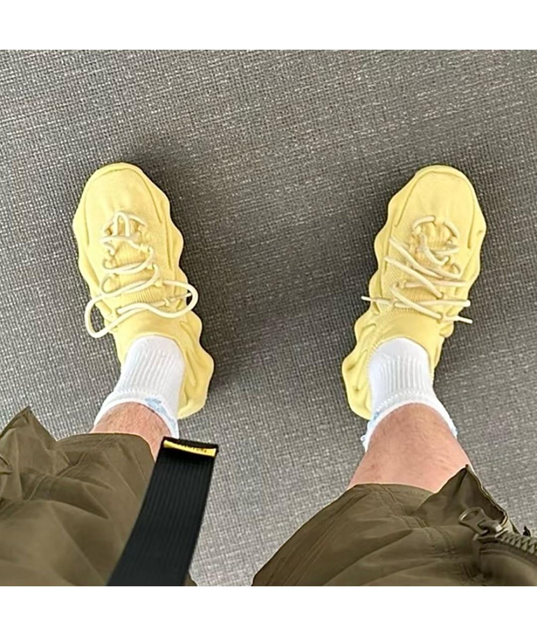 ADIDAS YEEZY Желтые текстильные низкие кроссовки / кеды, фото 8