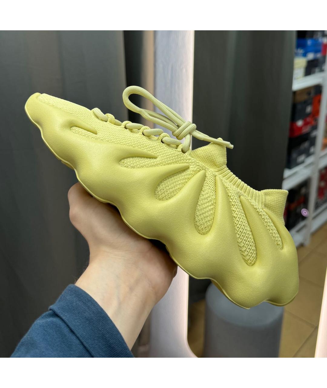 ADIDAS YEEZY Желтые текстильные низкие кроссовки / кеды, фото 2