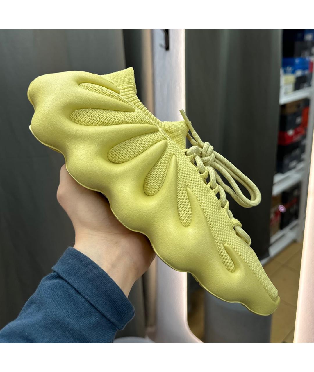 ADIDAS YEEZY Желтые текстильные низкие кроссовки / кеды, фото 5