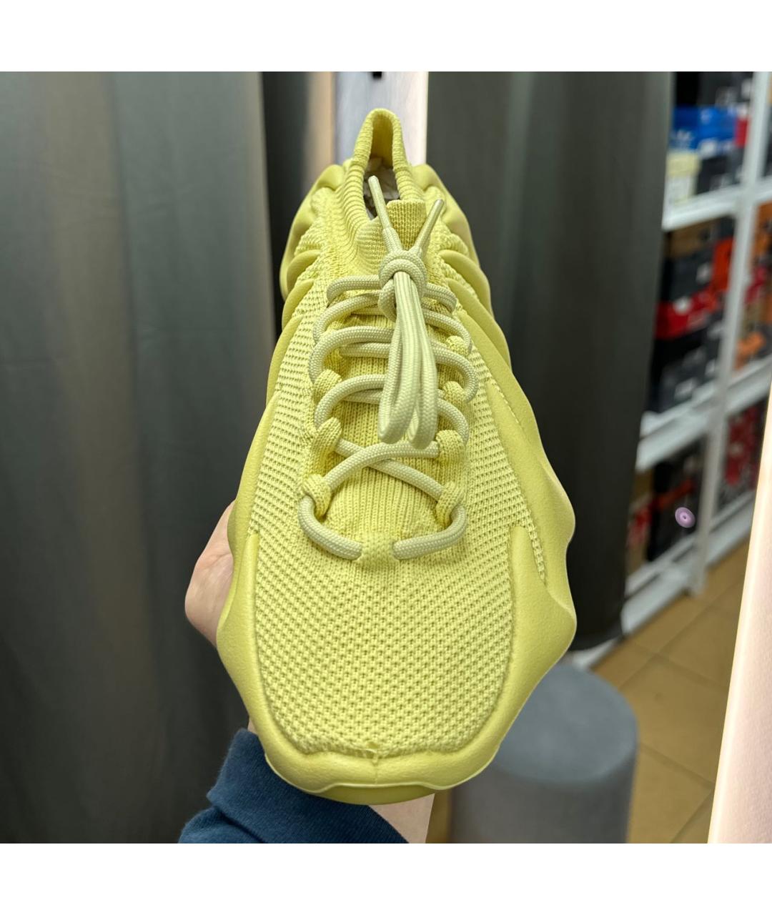 ADIDAS YEEZY Желтые текстильные низкие кроссовки / кеды, фото 4
