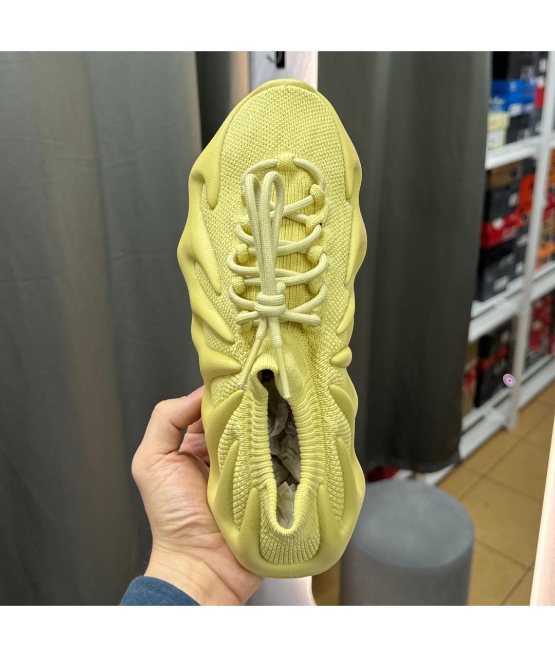 ADIDAS YEEZY Желтые текстильные низкие кроссовки / кеды, фото 3