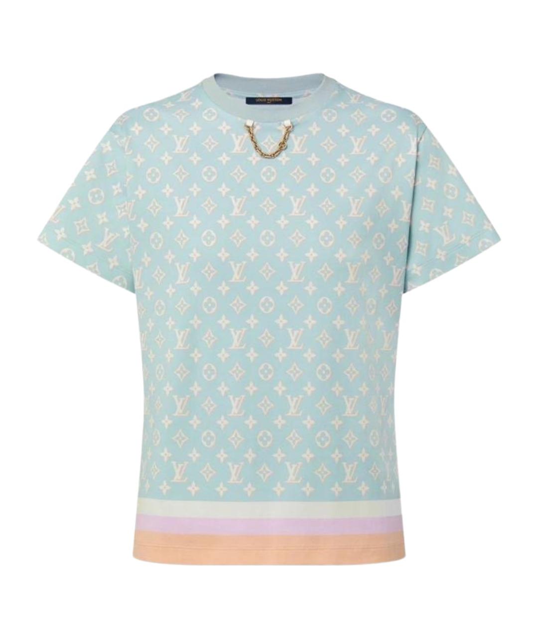 LOUIS VUITTON Голубая хлопковая футболка, фото 1