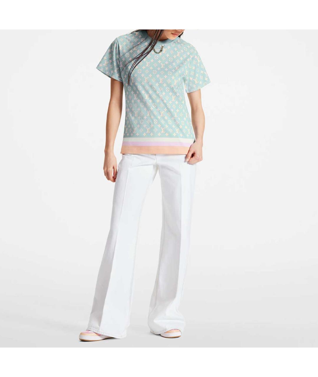 LOUIS VUITTON Голубая хлопковая футболка, фото 3