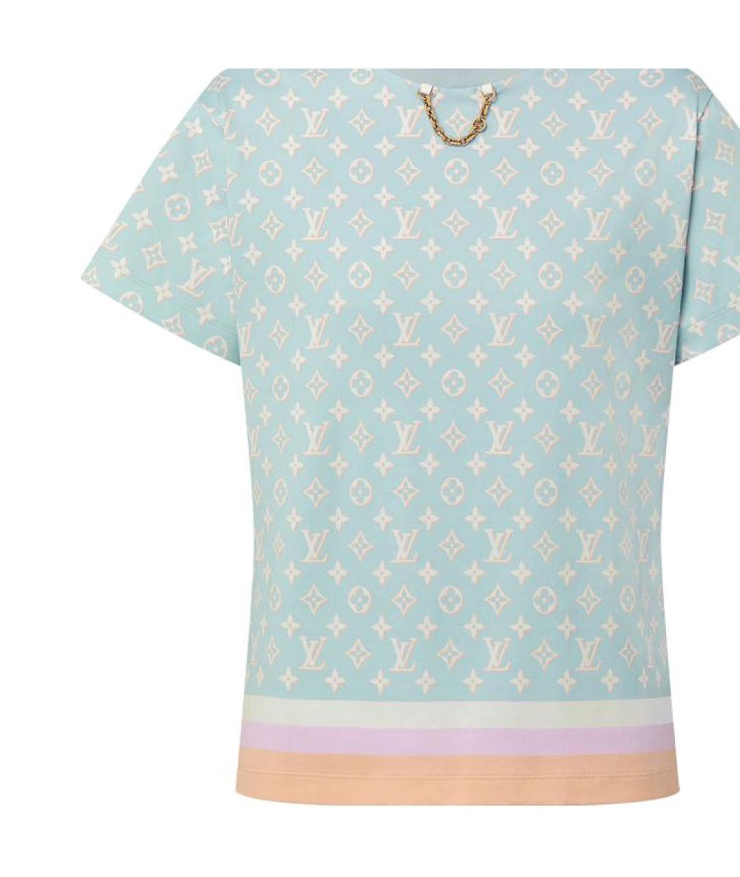 LOUIS VUITTON Голубая хлопковая футболка, фото 7