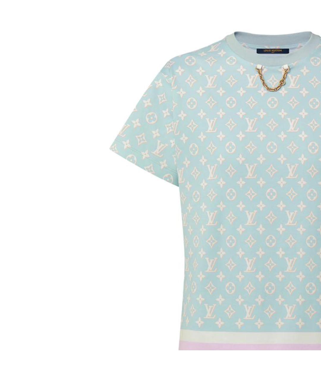 LOUIS VUITTON Голубая хлопковая футболка, фото 5