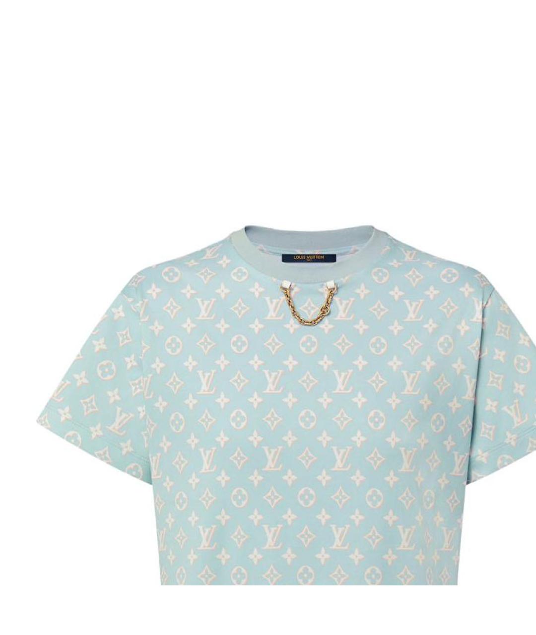 LOUIS VUITTON Голубая хлопковая футболка, фото 6