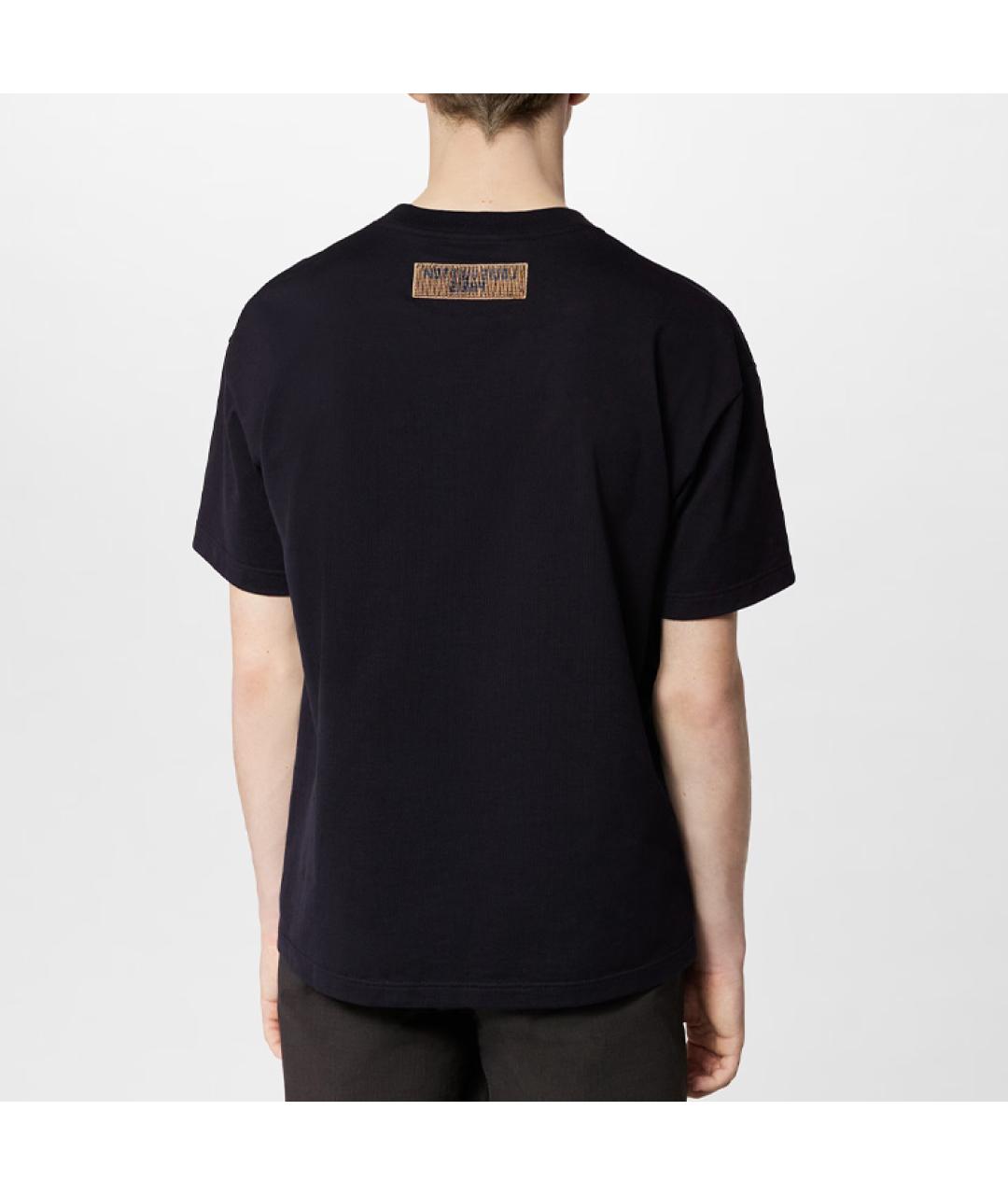 LOUIS VUITTON Черная хлопковая футболка, фото 5