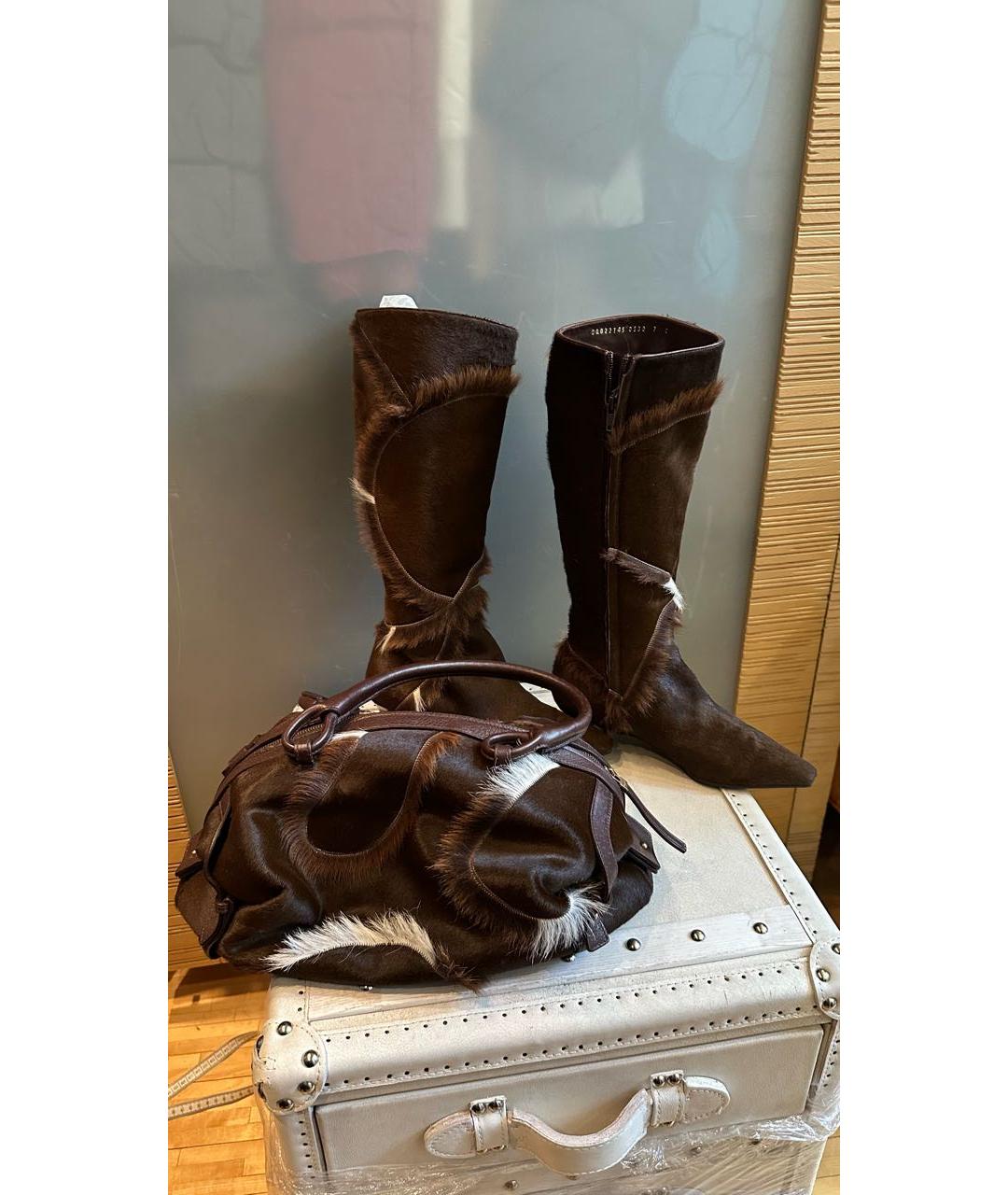 FERRAGAMO Коричневая меховая сумка тоут, фото 6