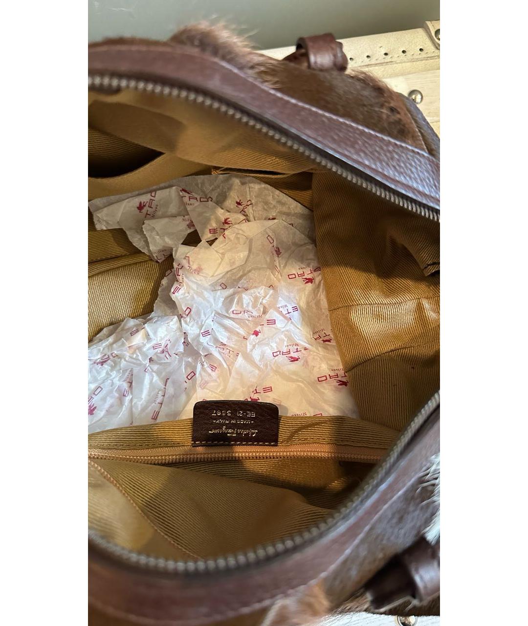 FERRAGAMO Коричневая меховая сумка тоут, фото 4