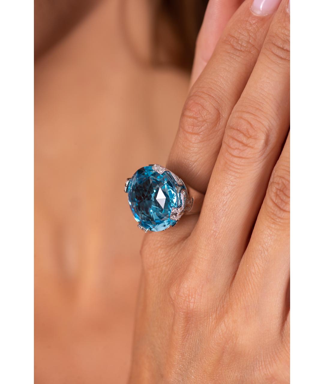 BVLGARI Голубое кольцо из белого золота, фото 2
