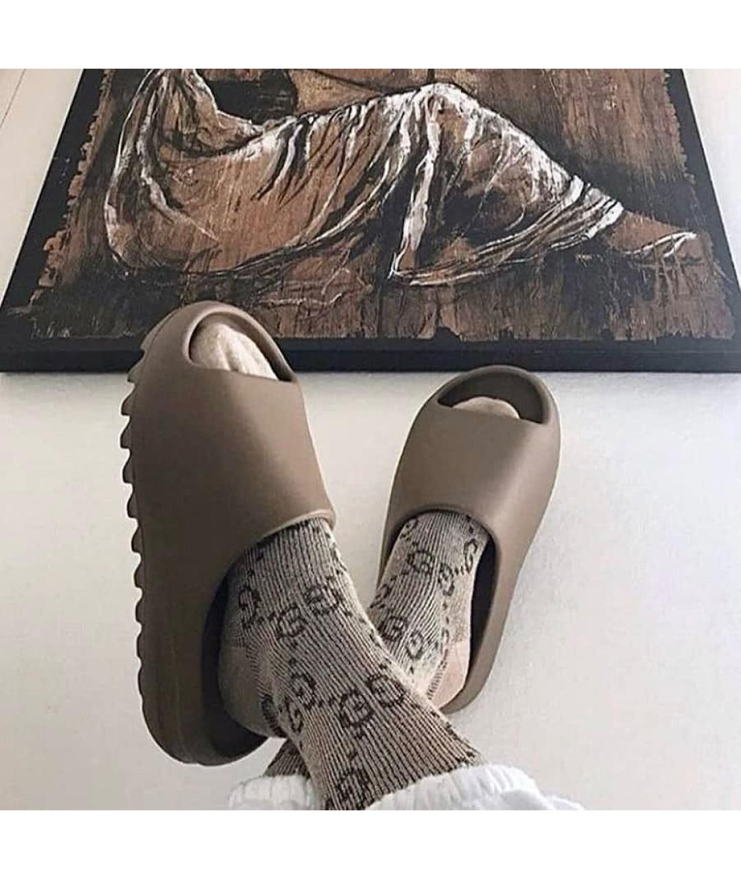 ADIDAS YEEZY Коричневые резиновые шлепанцы, фото 7