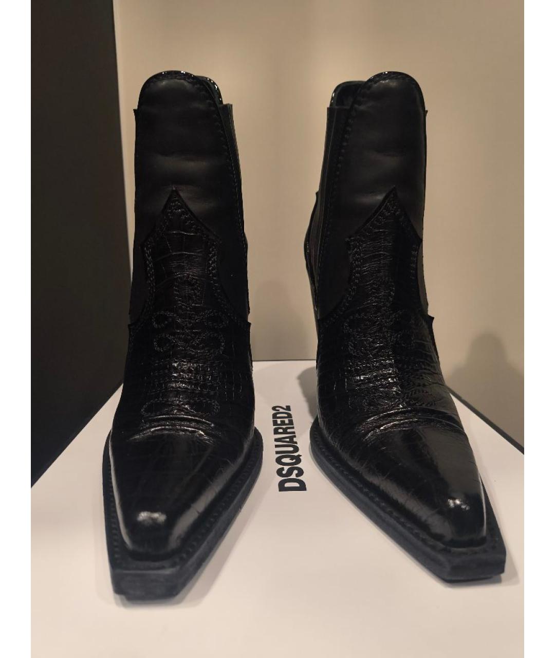 DSQUARED2 Черные кожаные полусапоги, фото 2