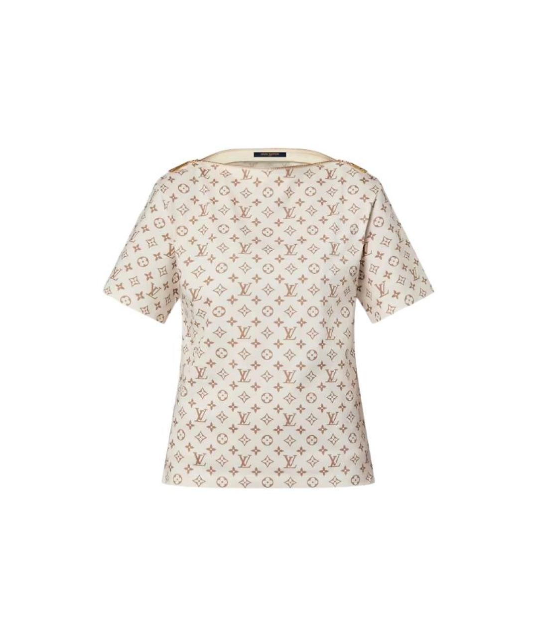 LOUIS VUITTON Бежевая хлопковая футболка, фото 5