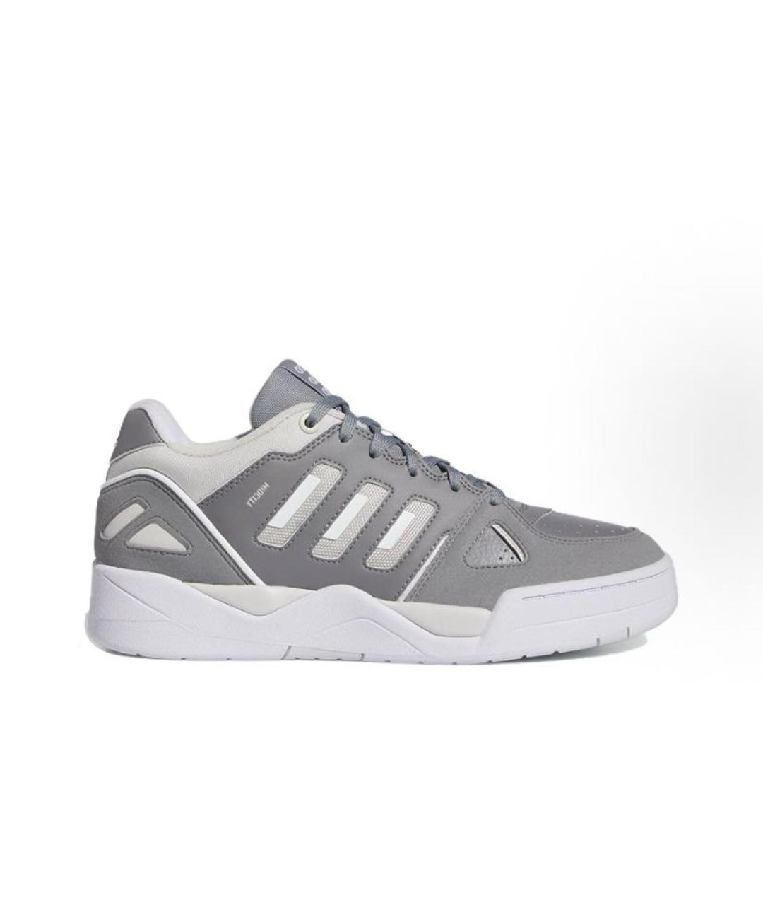 ADIDAS Серые кожаные низкие кроссовки / кеды, фото 1