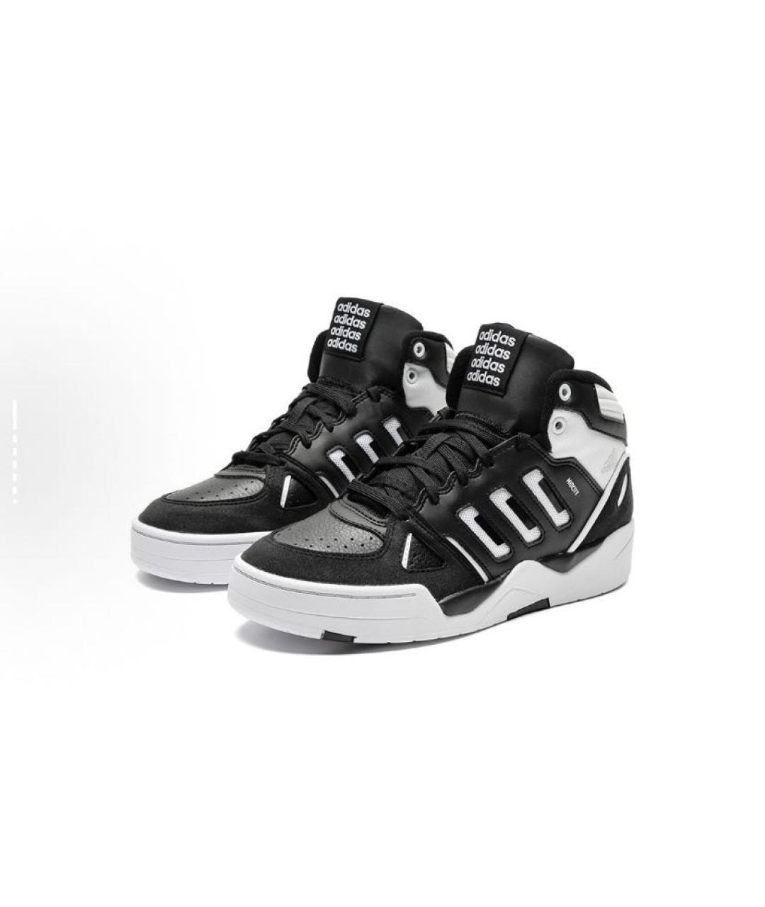 ADIDAS Черные кожаные высокие кроссовки / кеды, фото 3