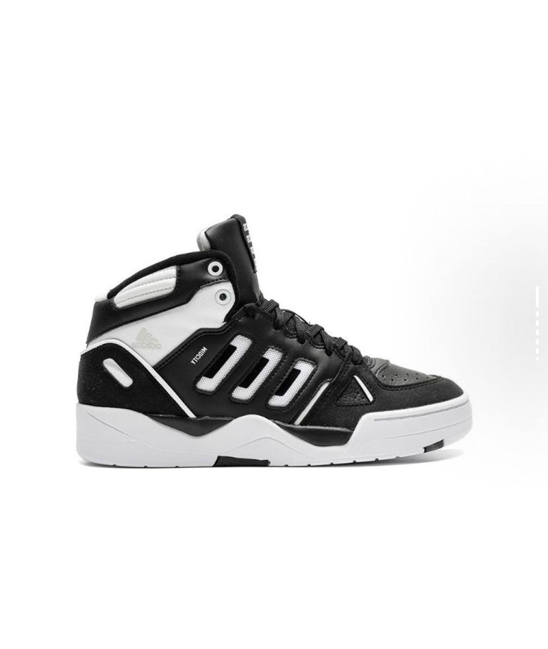 ADIDAS Черные кожаные высокие кроссовки / кеды, фото 1