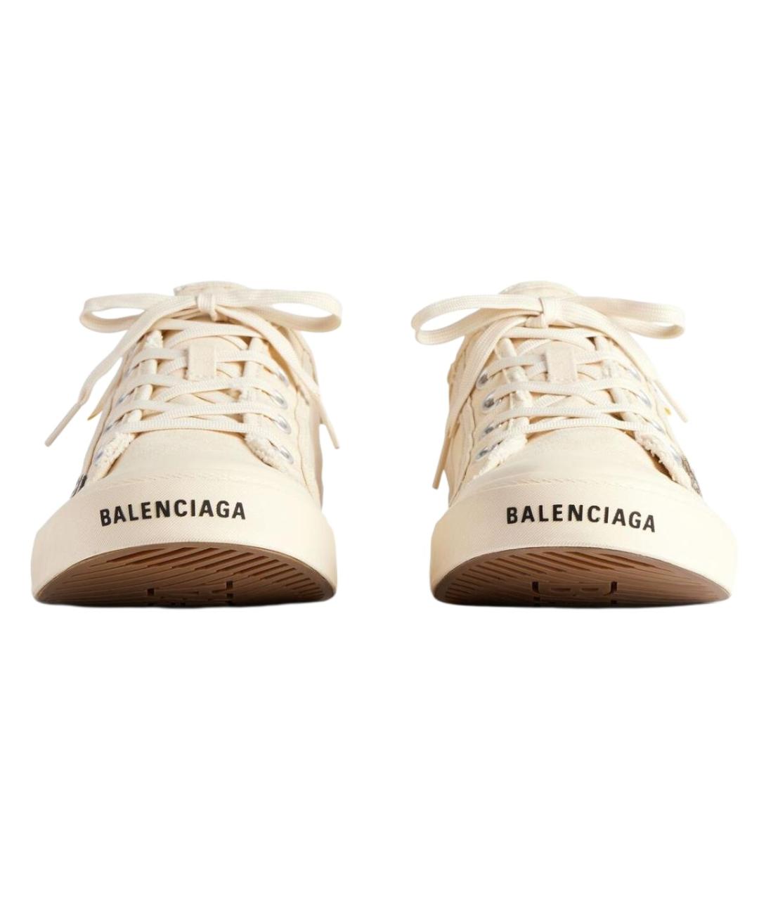 BALENCIAGA Бежевые текстильные низкие кроссовки / кеды, фото 4