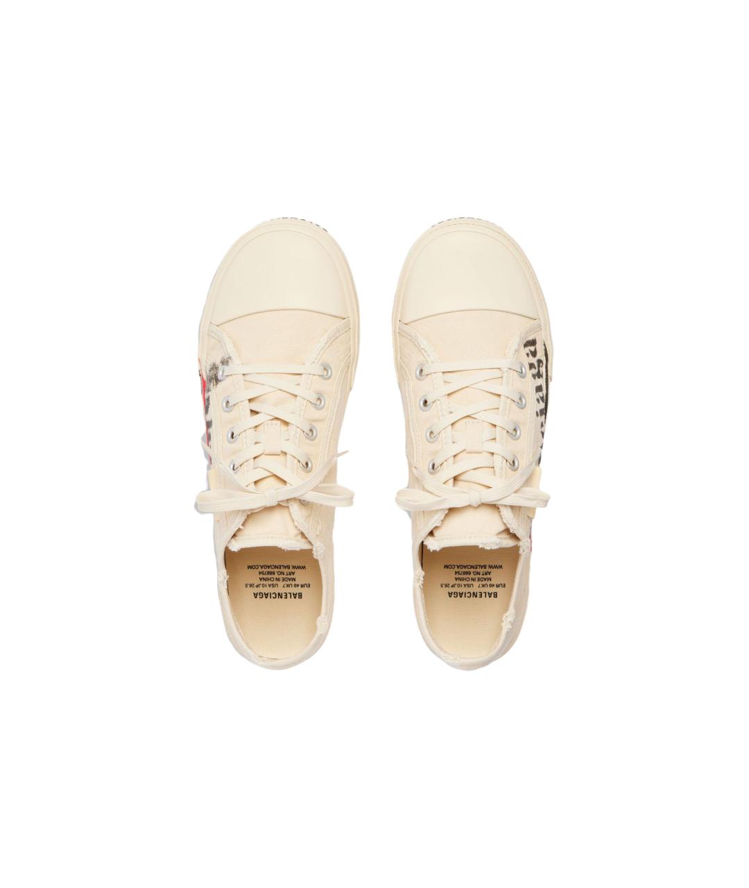 BALENCIAGA Бежевые текстильные низкие кроссовки / кеды, фото 5