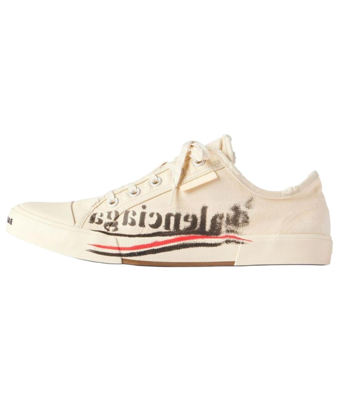 BALENCIAGA Бежевые текстильные низкие кроссовки / кеды, фото 7