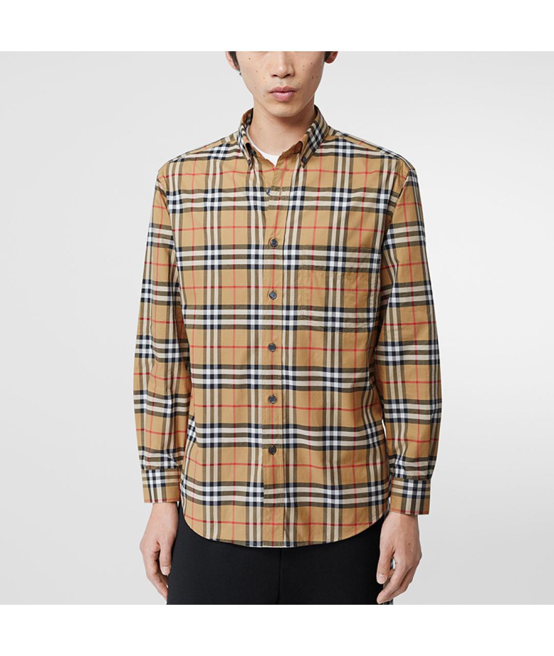 BURBERRY Бежевая хлопковая рубашка, фото 3