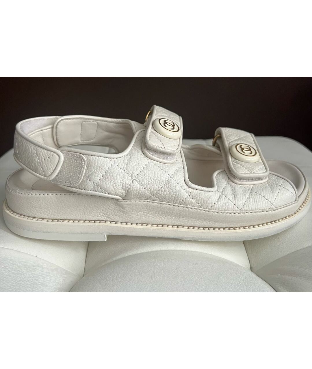 CHANEL PRE-OWNED Белые кожаные сандалии, фото 9