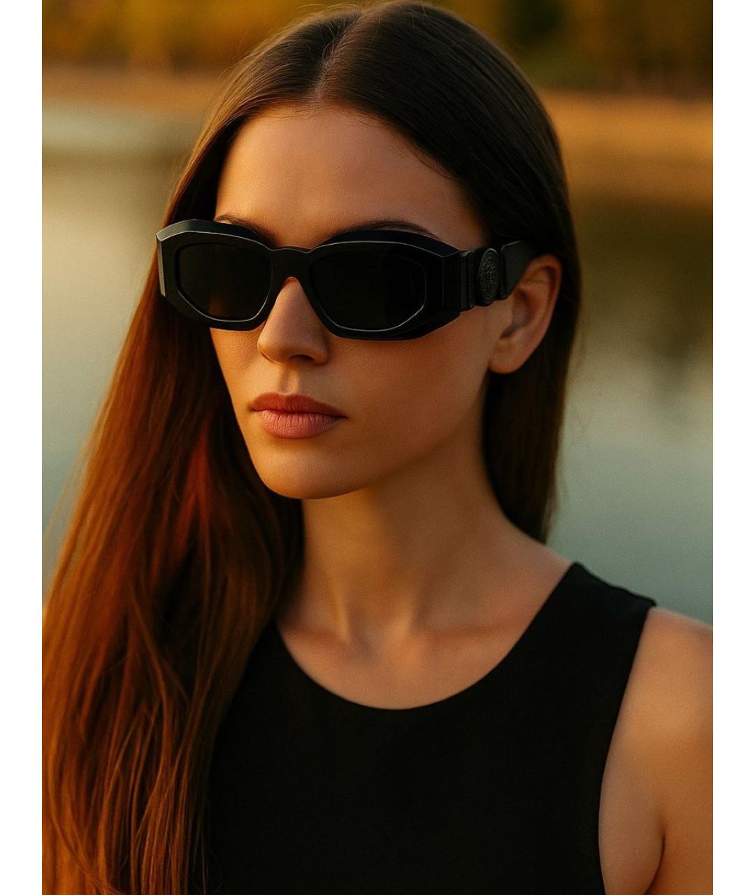 VERSACE Черные пластиковые солнцезащитные очки, фото 8