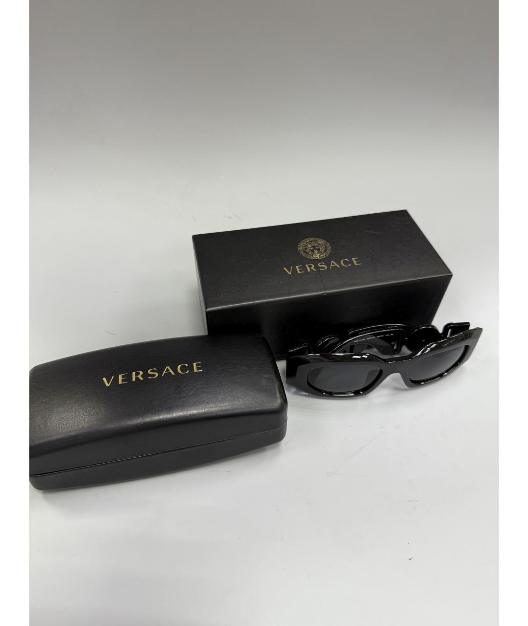 VERSACE Черные пластиковые солнцезащитные очки, фото 7