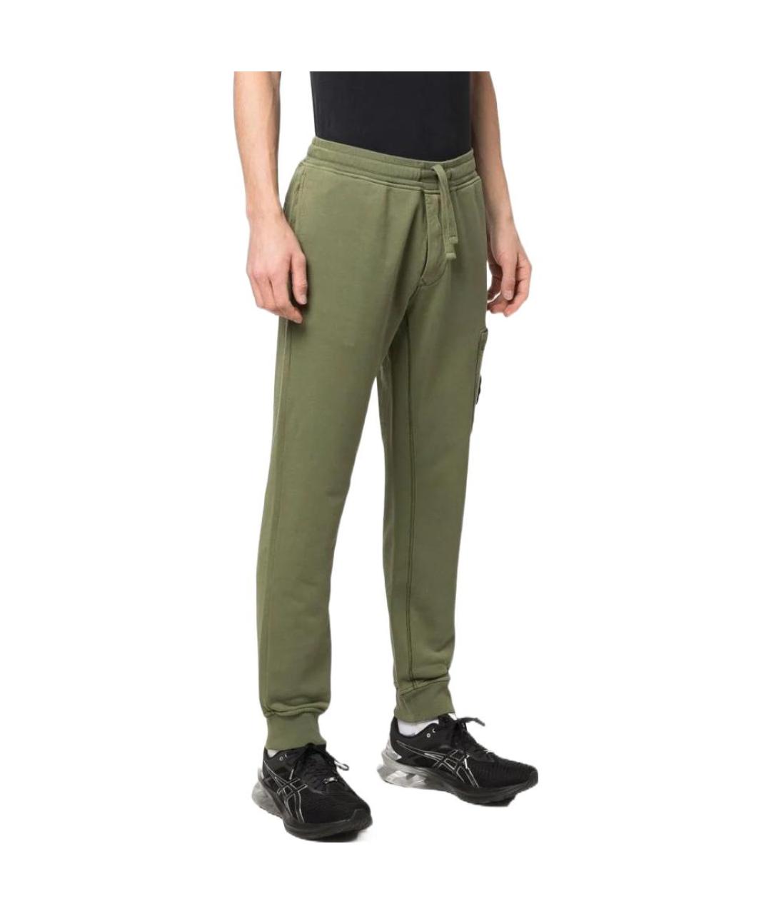 STONE ISLAND Зеленые хлопковые брюки чинос, фото 3