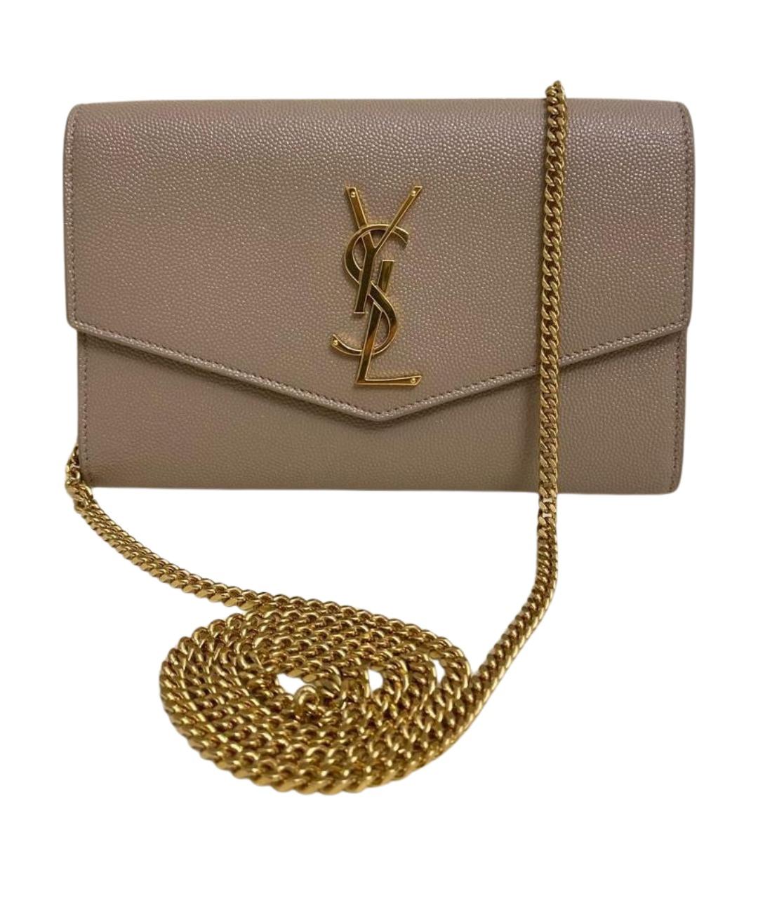 SAINT LAURENT Бежевая кожаная сумка через плечо, фото 1