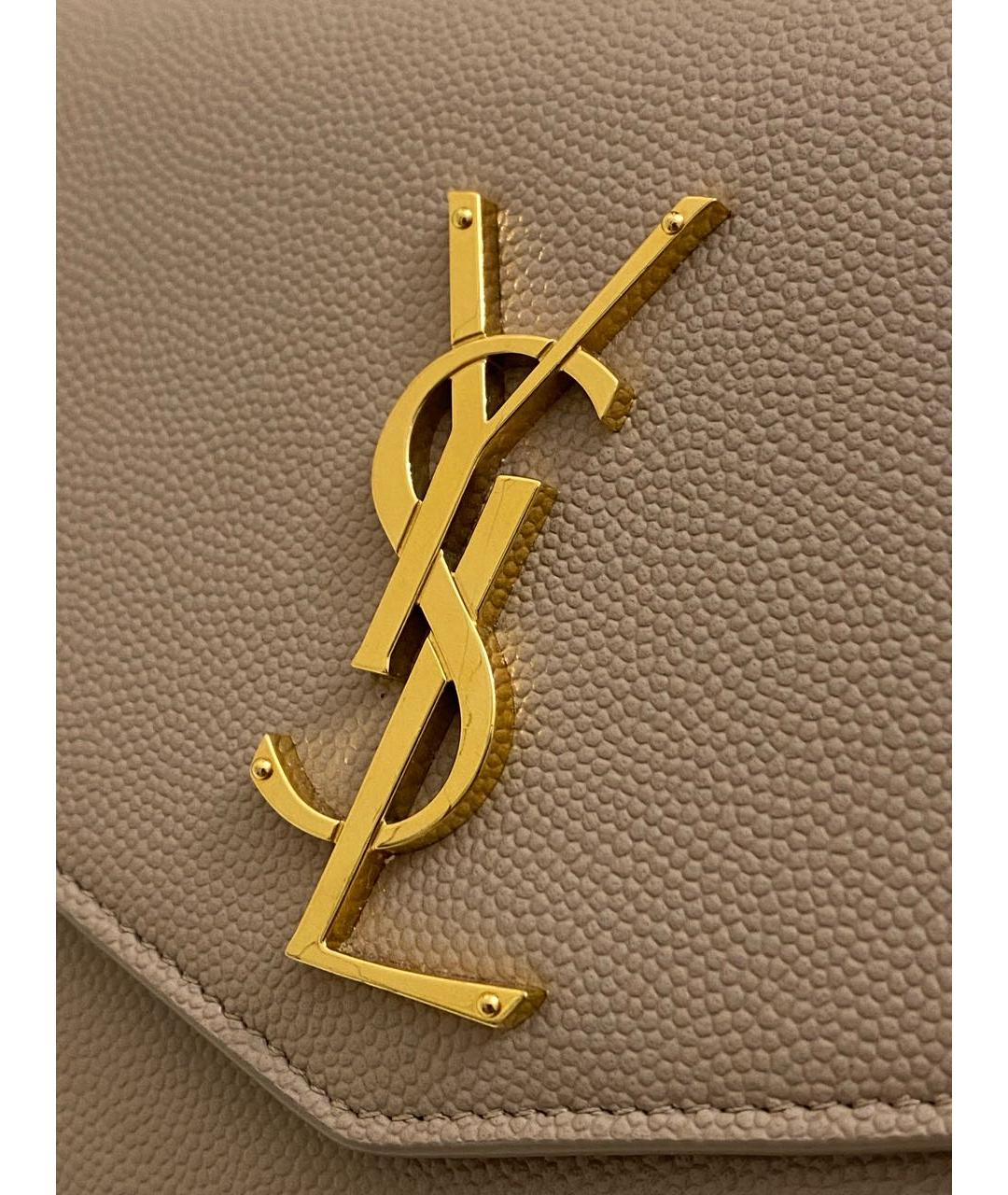 SAINT LAURENT Бежевая кожаная сумка через плечо, фото 8