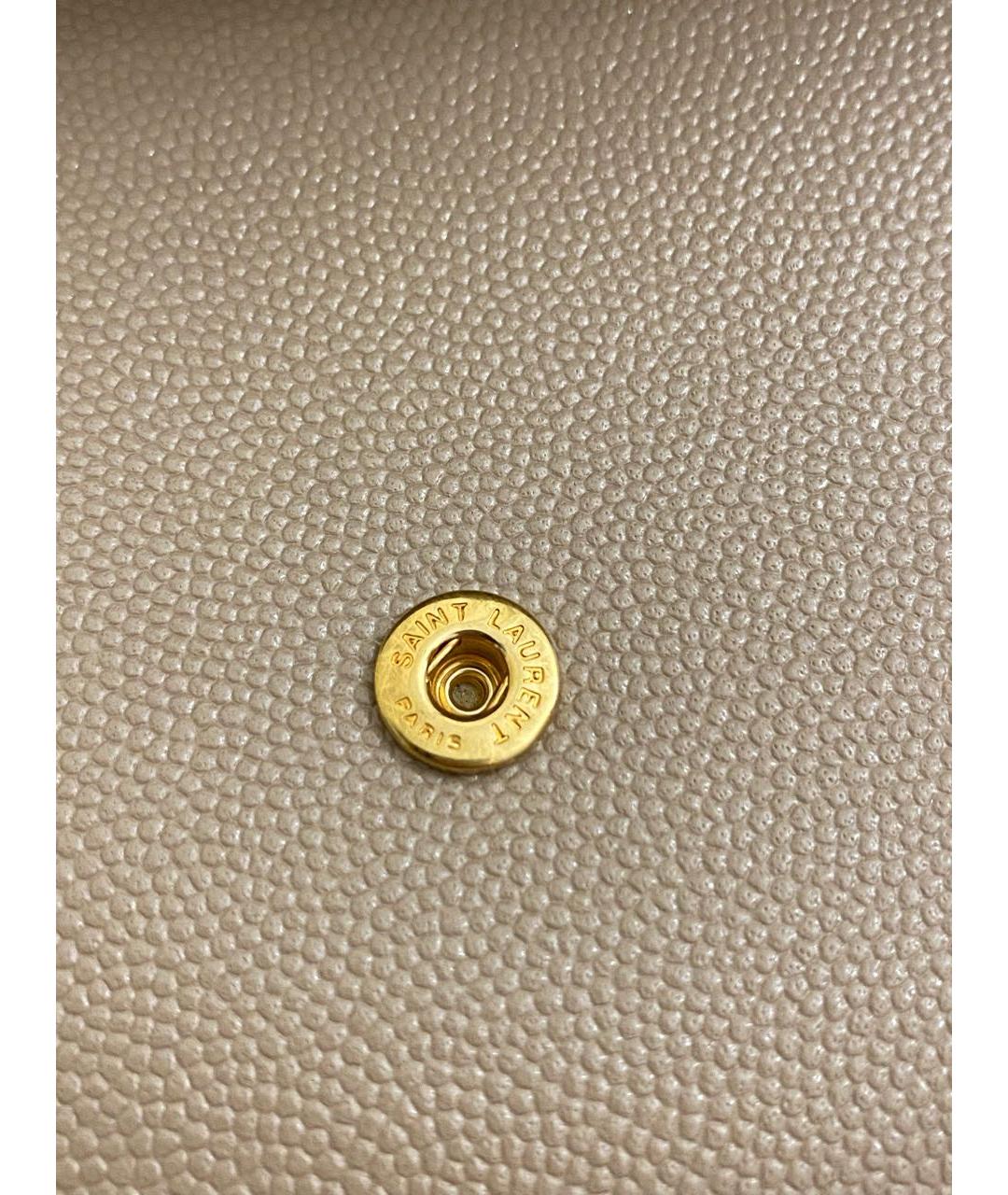 SAINT LAURENT Бежевая кожаная сумка через плечо, фото 7
