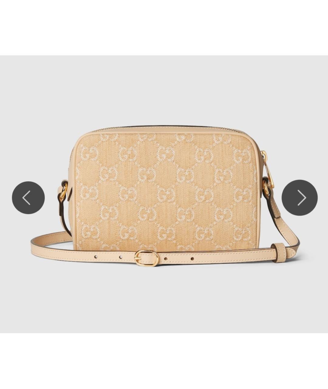GUCCI Бежевая жаккардовая сумка через плечо, фото 2