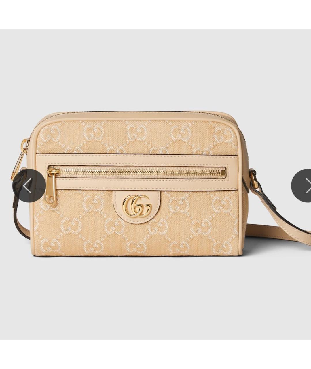 GUCCI Бежевая жаккардовая сумка через плечо, фото 5