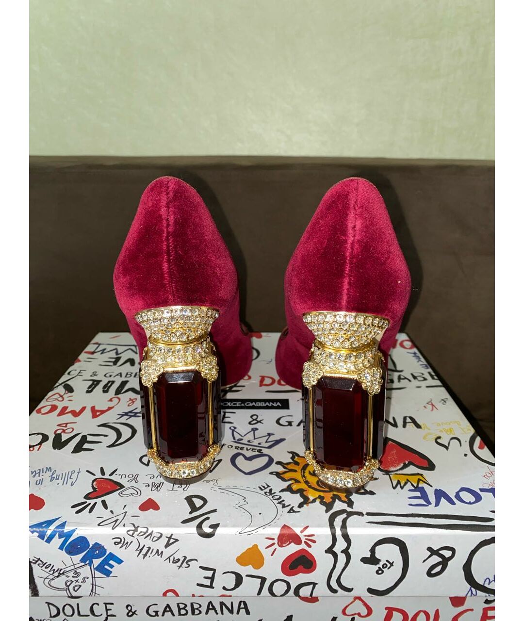 DOLCE&GABBANA Бордовые бархатные туфли, фото 3