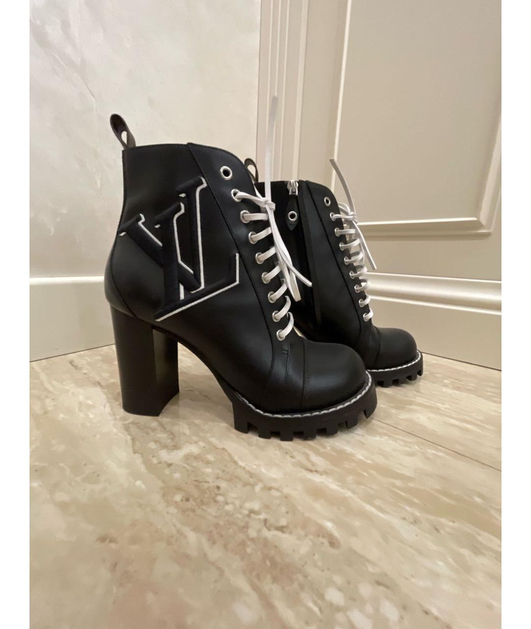 LOUIS VUITTON Черные кожаные ботильоны, фото 4