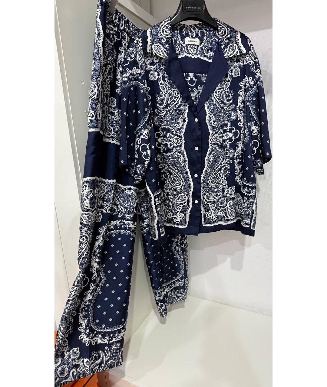 SANDRO Темно-синий полиэстеровый костюм с брюками, фото 3