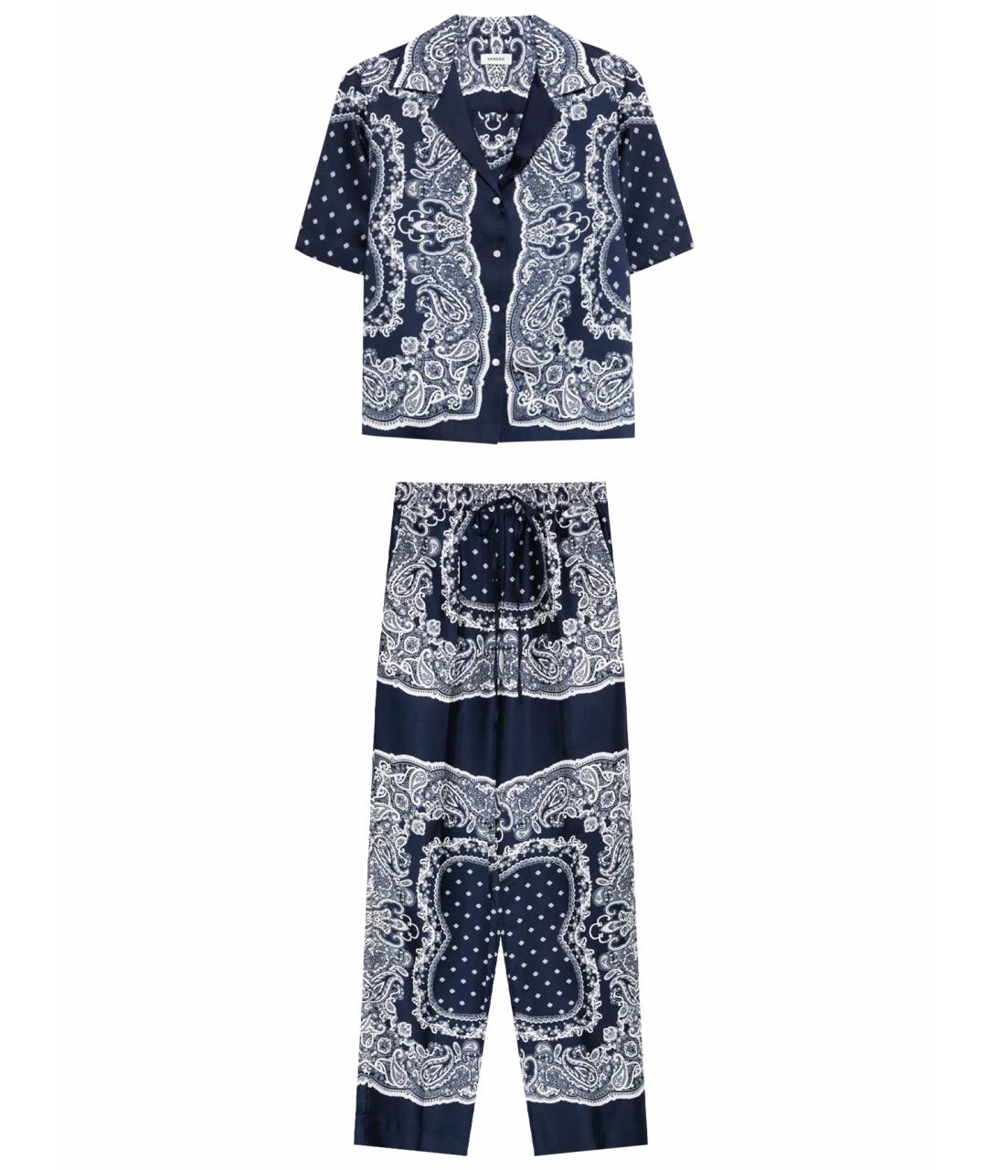 SANDRO Темно-синий полиэстеровый костюм с брюками, фото 1