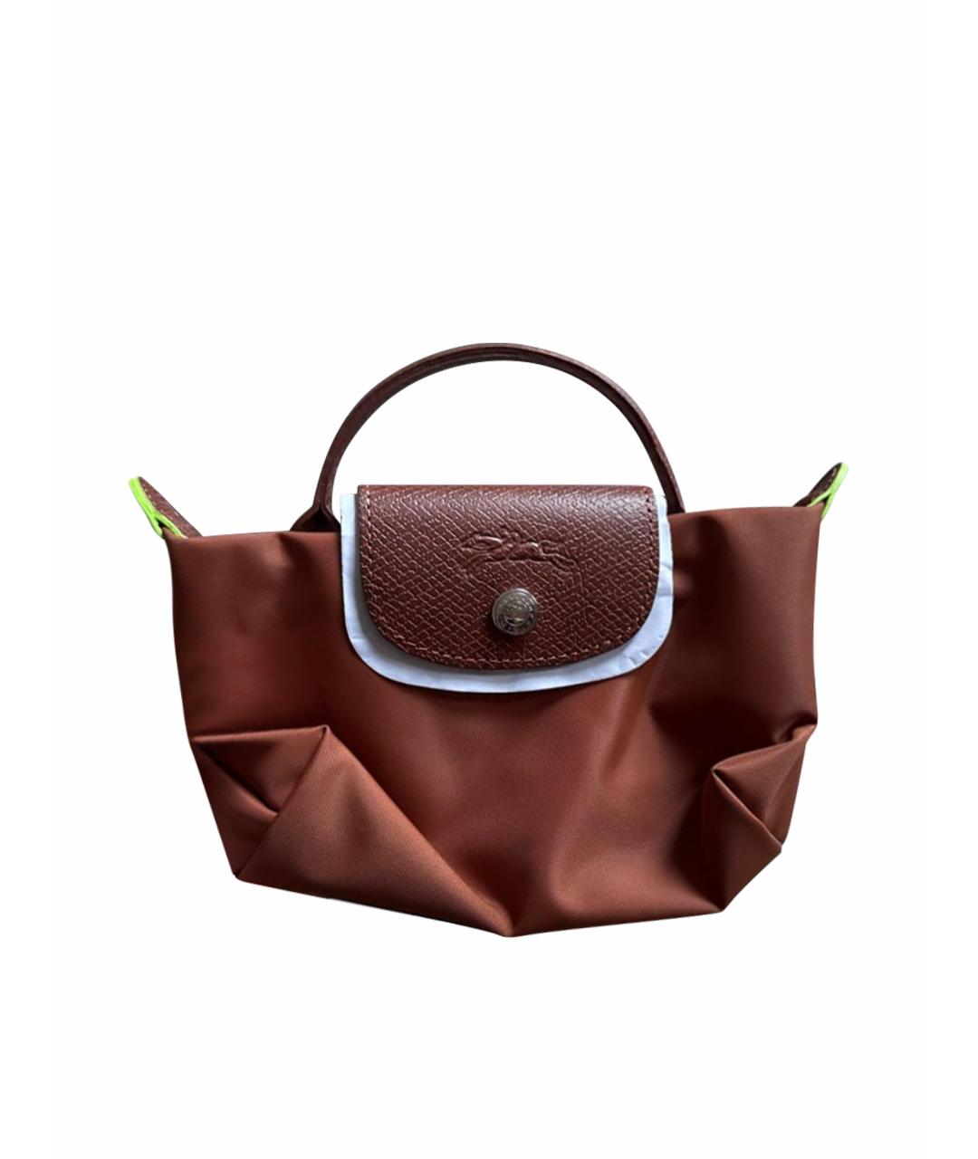 LONGCHAMP Коричневая кожаная сумка с короткими ручками, фото 1