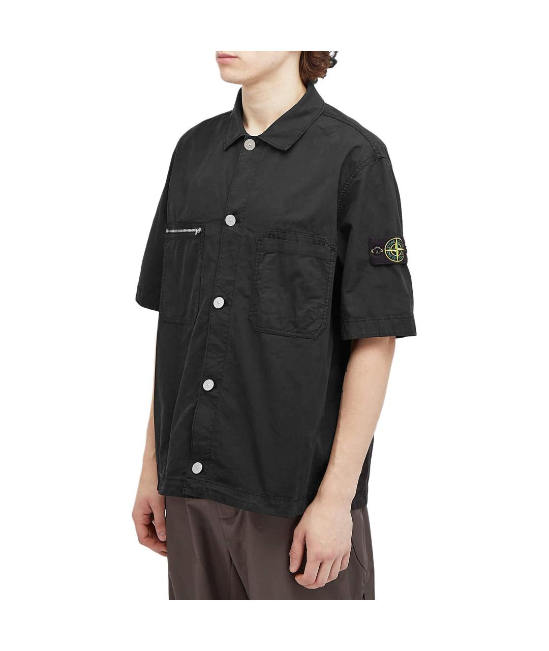 STONE ISLAND Черная хлопковая рубашка, фото 4