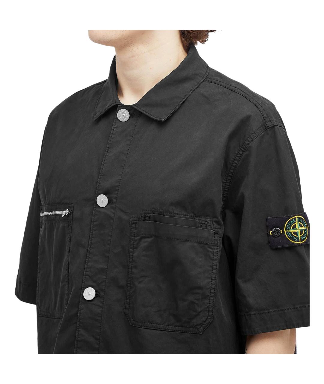 STONE ISLAND Черная хлопковая рубашка, фото 5