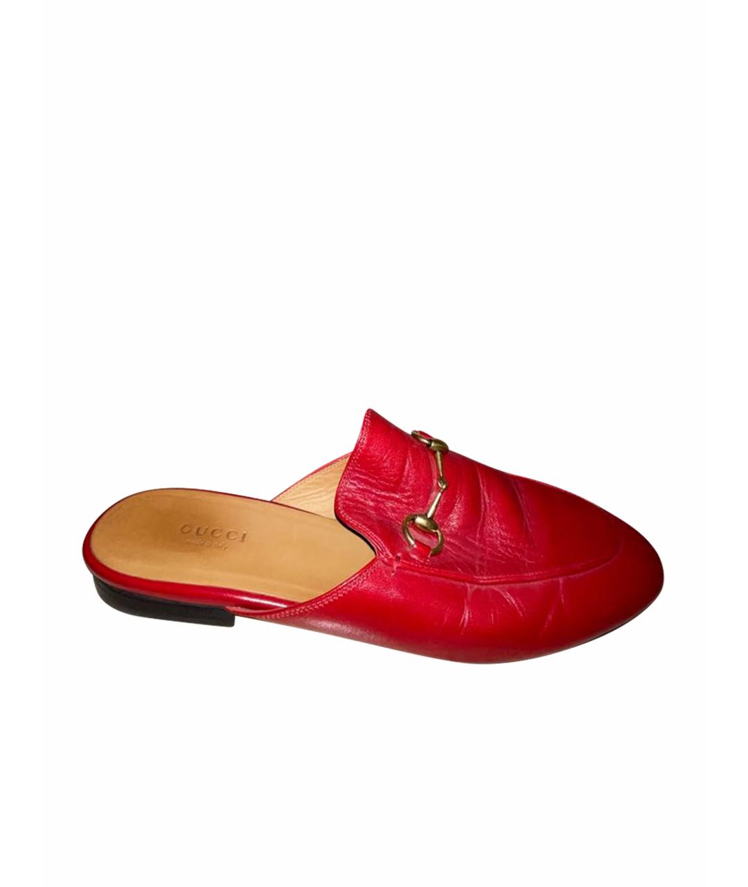 GUCCI Бордовые кожаные мюли, фото 1