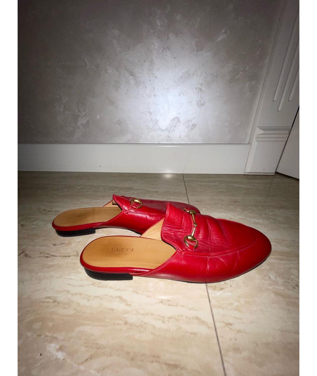 GUCCI Бордовые кожаные мюли, фото 4